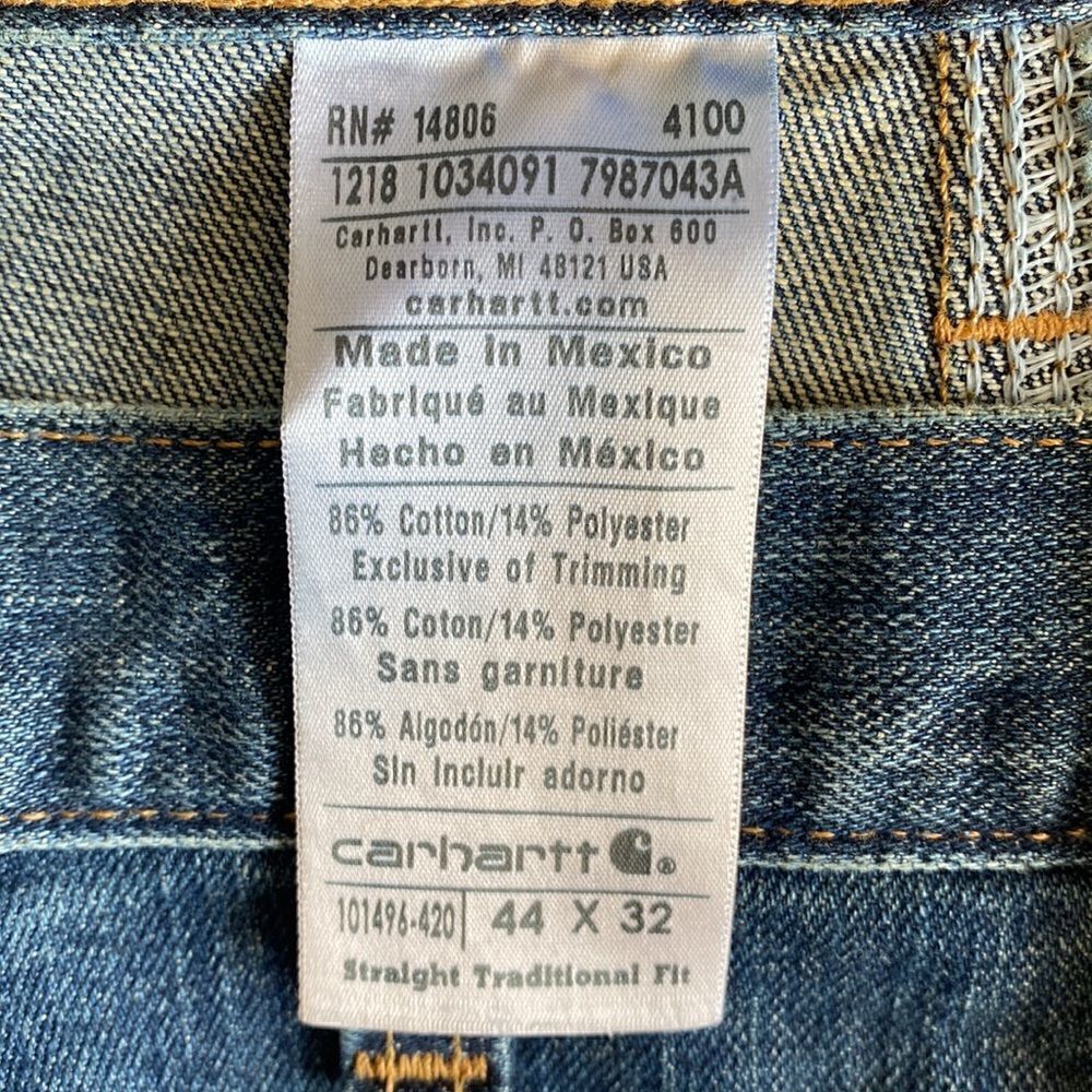 NWT Carhartt Jeans Elton Straight Traditional Fit Size 44x32 - Picture 10 of 11